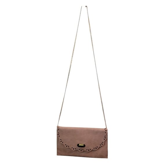 Moda Luxe Handbags - Moda Luxe Lola Pale Pink Turnlock Faux Leather Envelope Clutch/Crossbody Purse